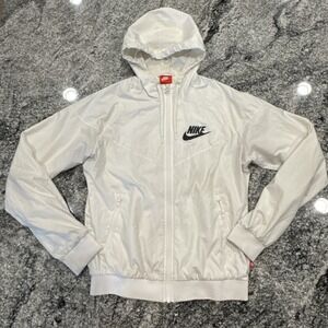 Nike‎ Full Zip Windrunner Hooded Windbreaker Jacket - Sail Off White Medium #576